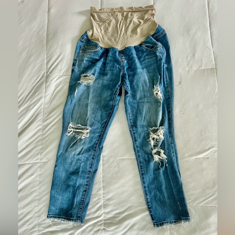 LED Maternity Ripped Jeans